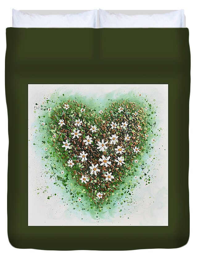 Heart Duvet Cover featuring the painting Spring Heart by Amanda Dagg
