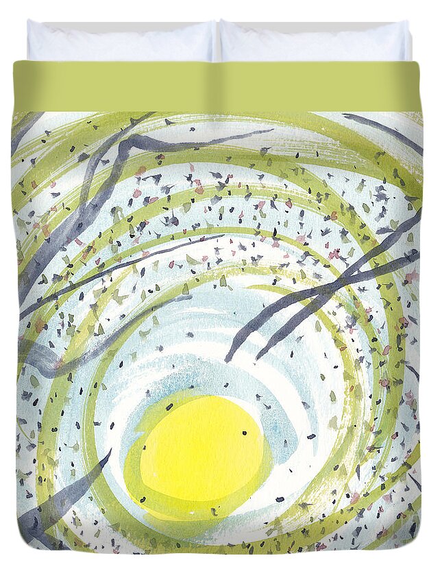 Sun Duvet Cover featuring the painting Spring is Here by Mike Robinson