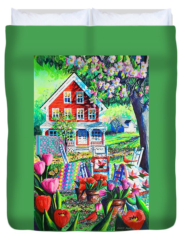 Spring Duvet Cover featuring the painting Spring Joy by Diane Phalen