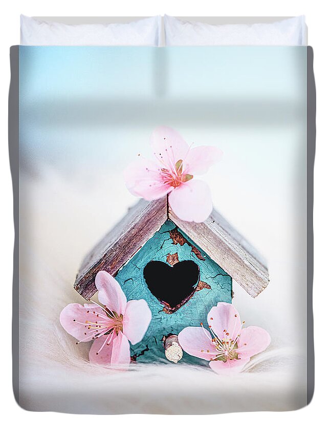 Birdhouse Duvet Cover featuring the photograph Spring Secret by Philippe Sainte-Laudy
