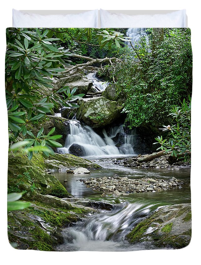 Tennessee Duvet Cover featuring the photograph Spruce Flats Falls 31 by Phil Perkins