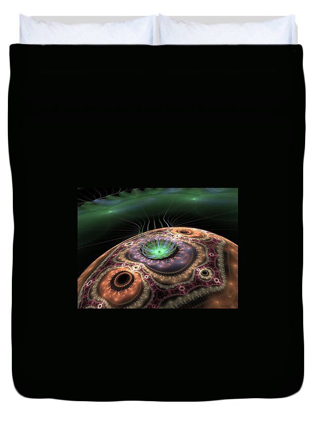 Planet Duvet Cover featuring the digital art Squid Planet III by Ronda Broatch