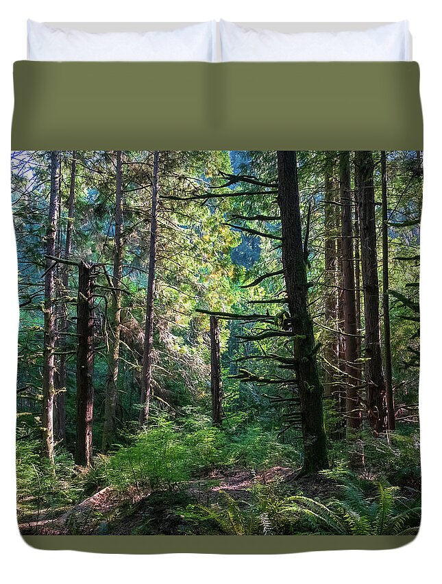 Redmond Watershed Preserve Duvet Cover featuring the photograph Squirrel Trail II-2022.10.1 by Larey McDaniel