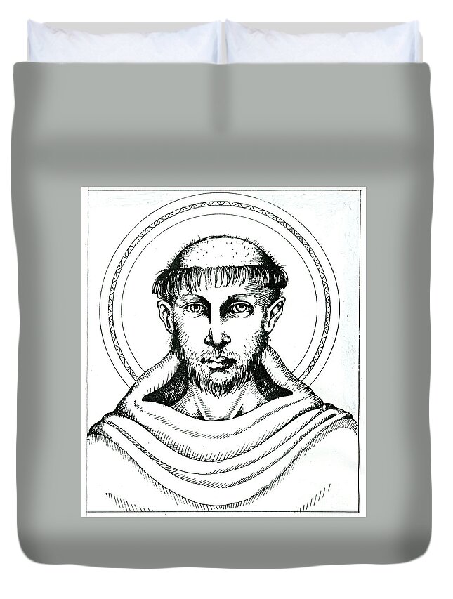 St Francis Duvet Cover featuring the drawing St Francis by William Hart McNichols