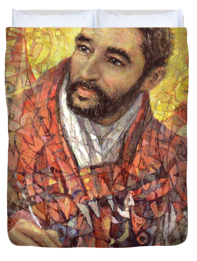 Saint Duvet Cover featuring the painting St. Ignatius by Cameron Smith