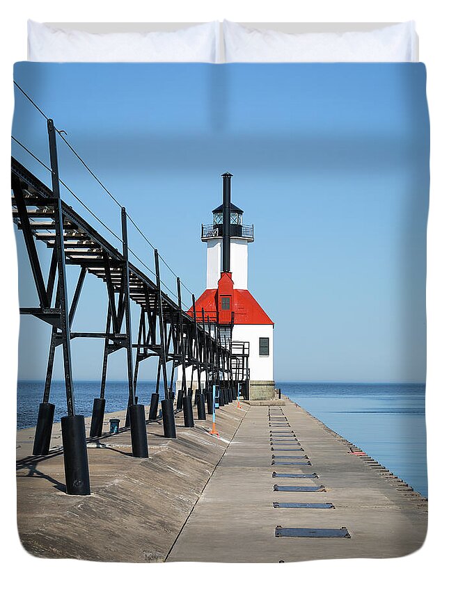St. Joseph Michigan Lighthouse Duvet Cover featuring the photograph St. Joseph Michigan Lighthouse by Dan Sproul