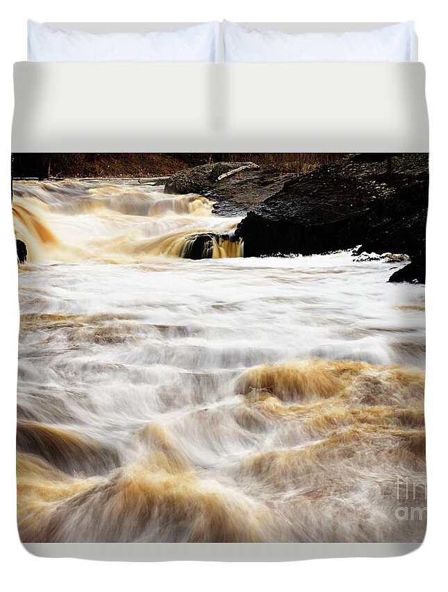 Photography Duvet Cover featuring the photograph St Louis River Waterfall by Larry Ricker