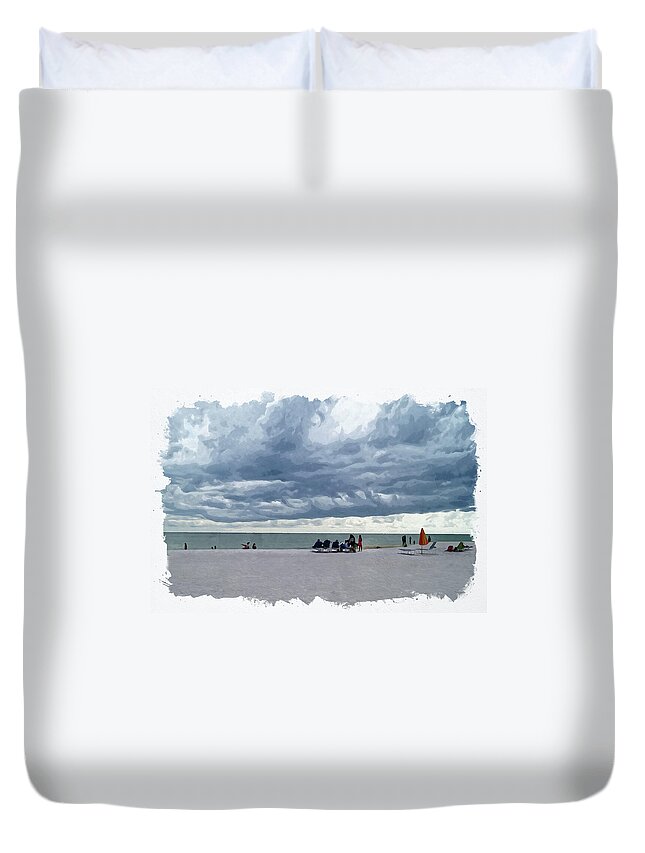  Rain Duvet Cover featuring the digital art St. Pete Beach by Chauncy Holmes