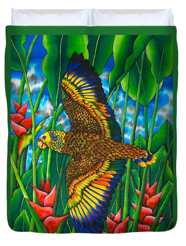 Bird Duvet Cover featuring the painting St. Vincent Amazon by Daniel Jean-Baptiste