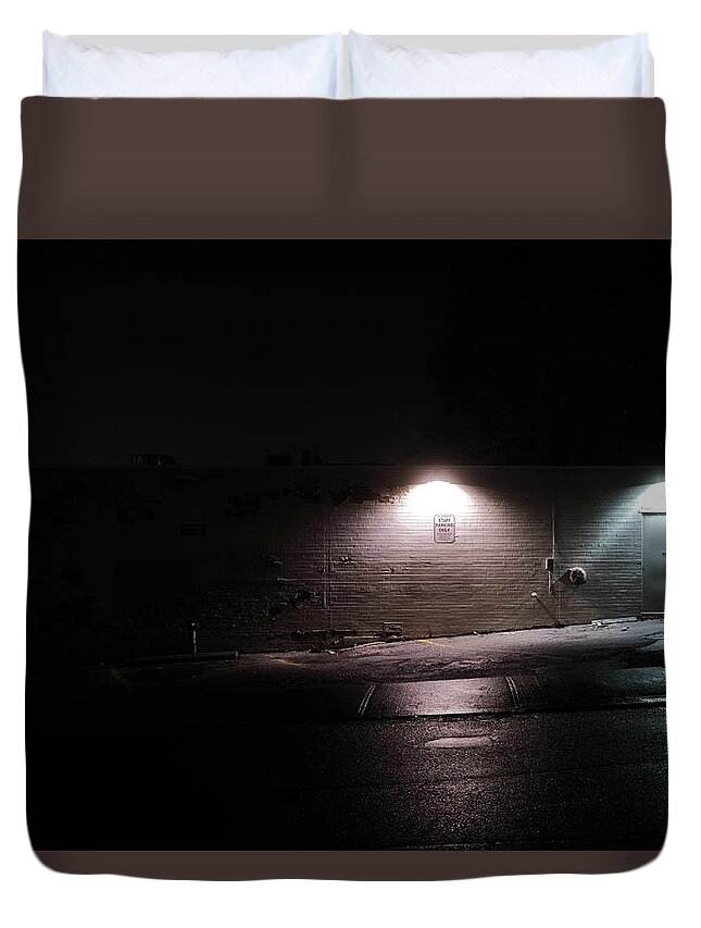 Night Duvet Cover featuring the photograph Staff Parking by Kreddible Trout