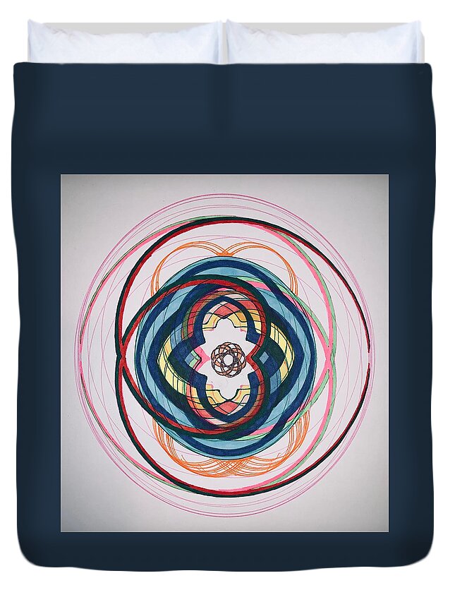 Heart Duvet Cover featuring the drawing Stained glass heart by Steve Sommers