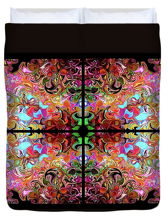 Stained Duvet Cover featuring the digital art Stained Glass Window by Loxi Sibley