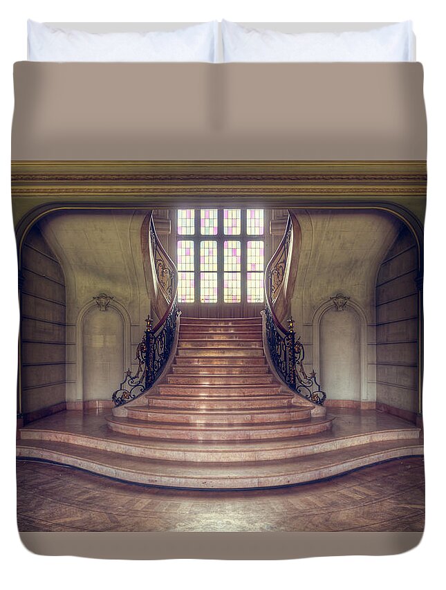 Abandoned Duvet Cover featuring the photograph Staircase by Roman Robroek