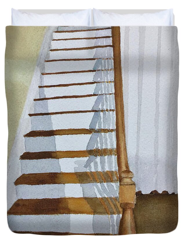 Stairway Duvet Cover featuring the painting Stairway by Bonnie Young
