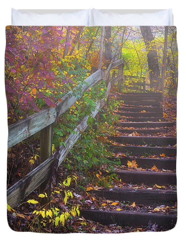 Stairway Duvet Cover featuring the photograph Stairway to Autumn by Darren White