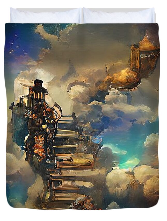 Stairway Duvet Cover featuring the digital art Stairway to Heaven 2 by Alexander Fedin