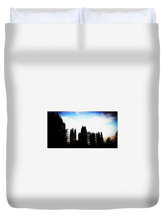 Sunset Duvet Cover featuring the photograph Standing tall I'm the sunset by Shalane Poole