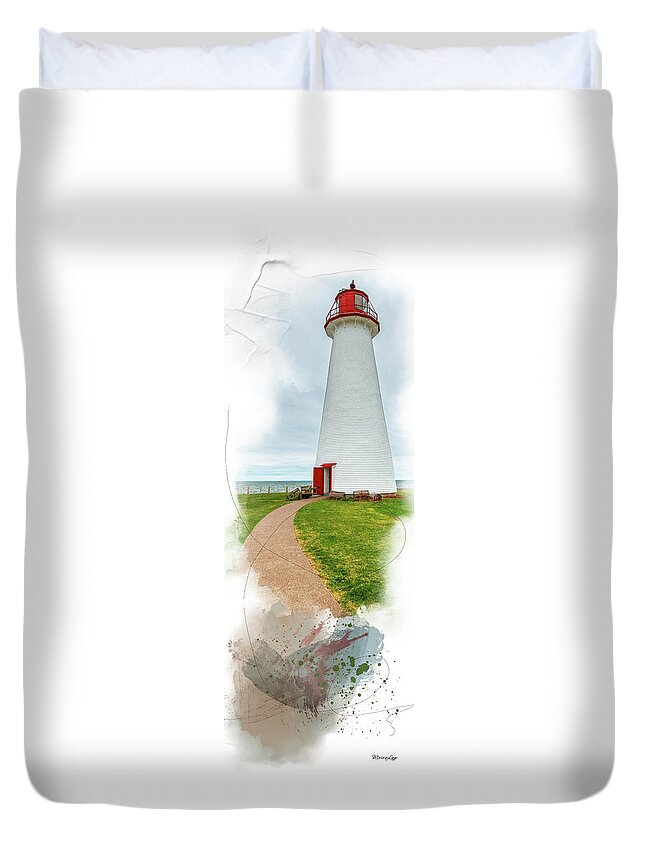 Lighthouse Duvet Cover featuring the mixed media Standing Tall by Moira Law