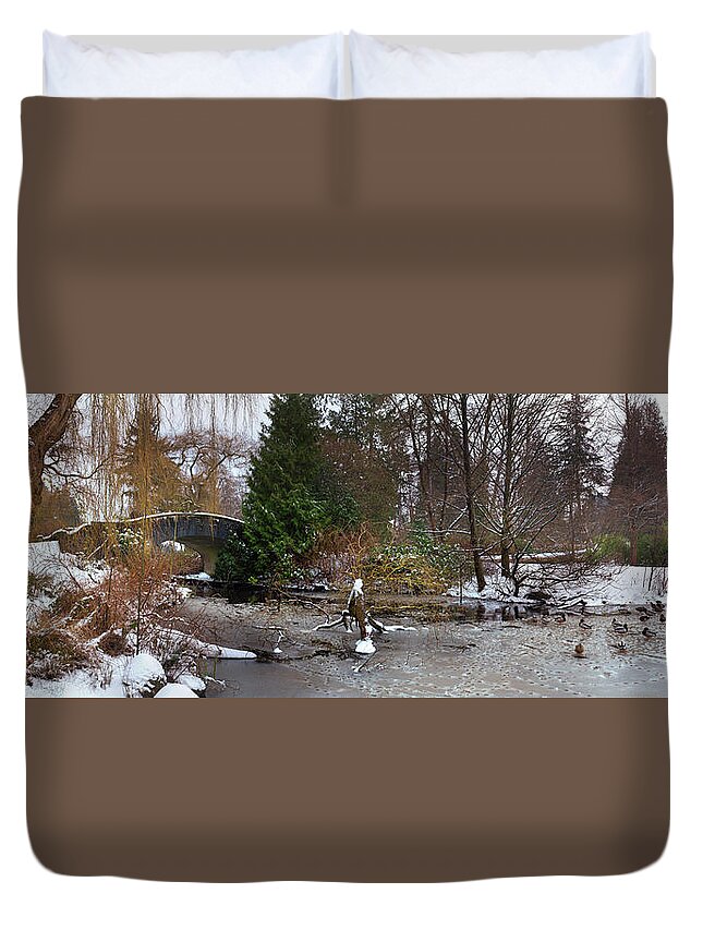 617 Duvet Cover featuring the photograph Stanley Park in Winter Vancouver by Sonny Ryse