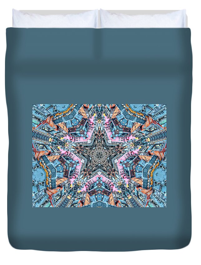 Star Duvet Cover featuring the digital art Star City by Phil Perkins
