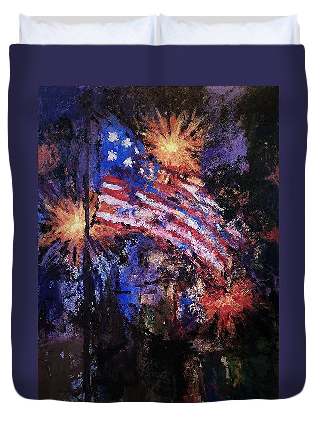 America Duvet Cover featuring the painting Star Spangled banner by R W Goetting