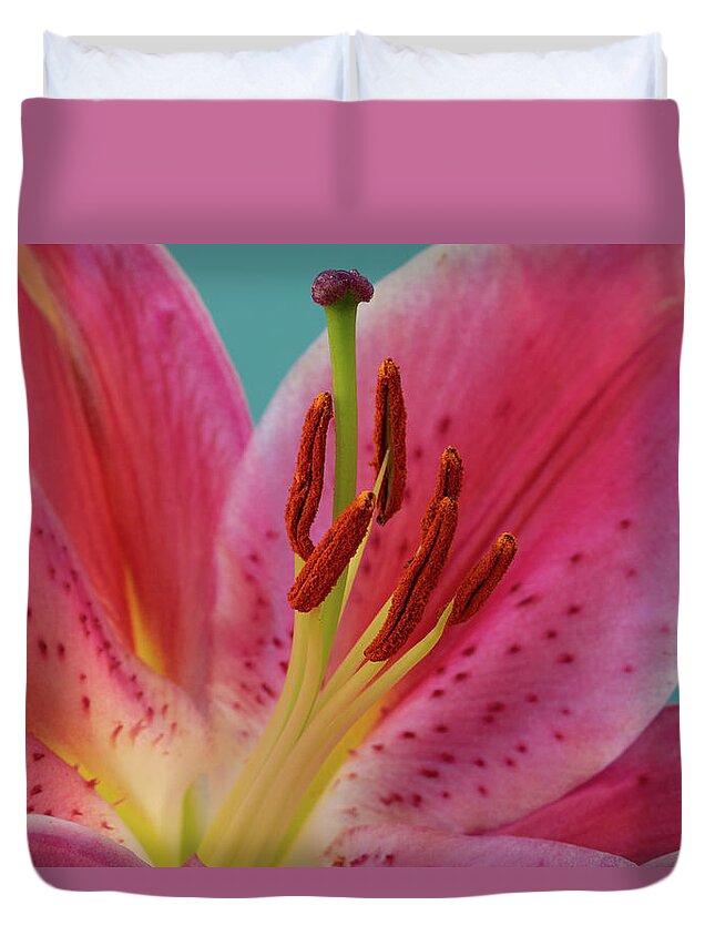 Lily Duvet Cover featuring the photograph Stargazer Lily by Tina Horne