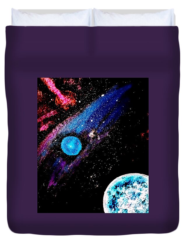 Stars Duvet Cover featuring the painting Starry Night by Anna Adams