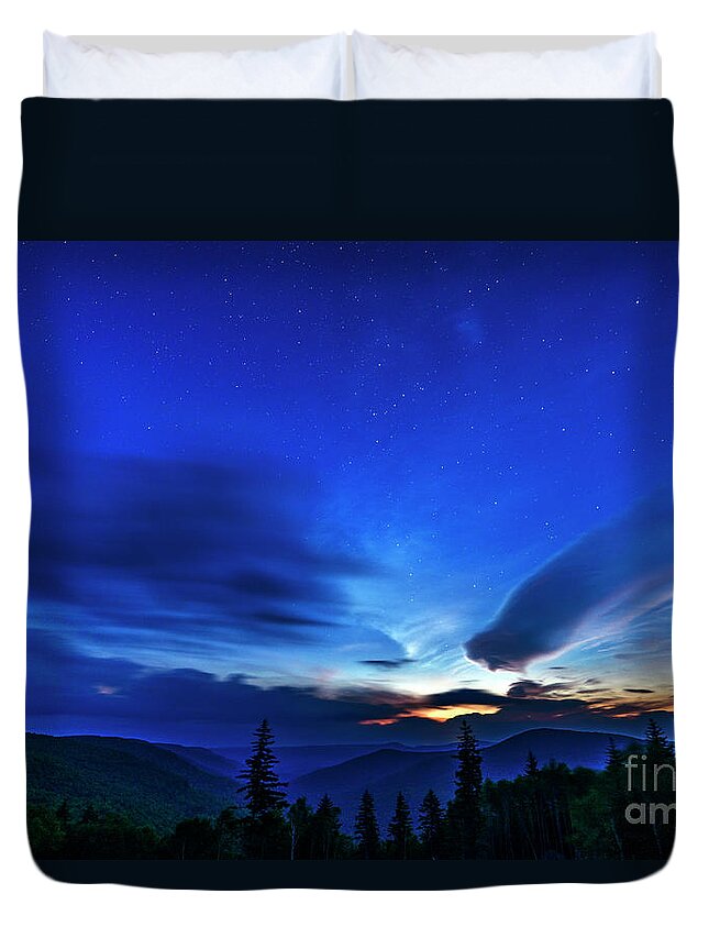 June Duvet Cover featuring the photograph Stars and First Light in the Highlands by Thomas R Fletcher