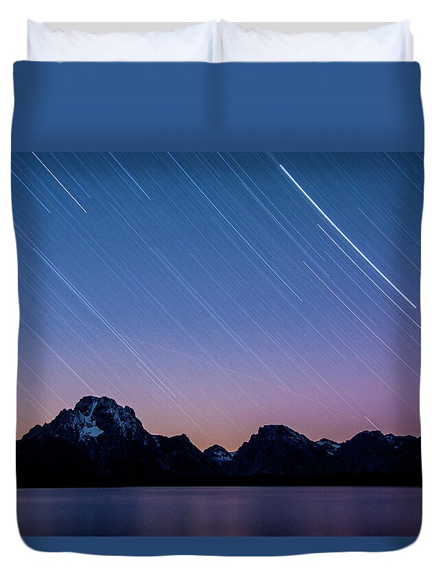 Grand Teton National Park Duvet Cover featuring the photograph Stars in the Tetons by Melissa Southern