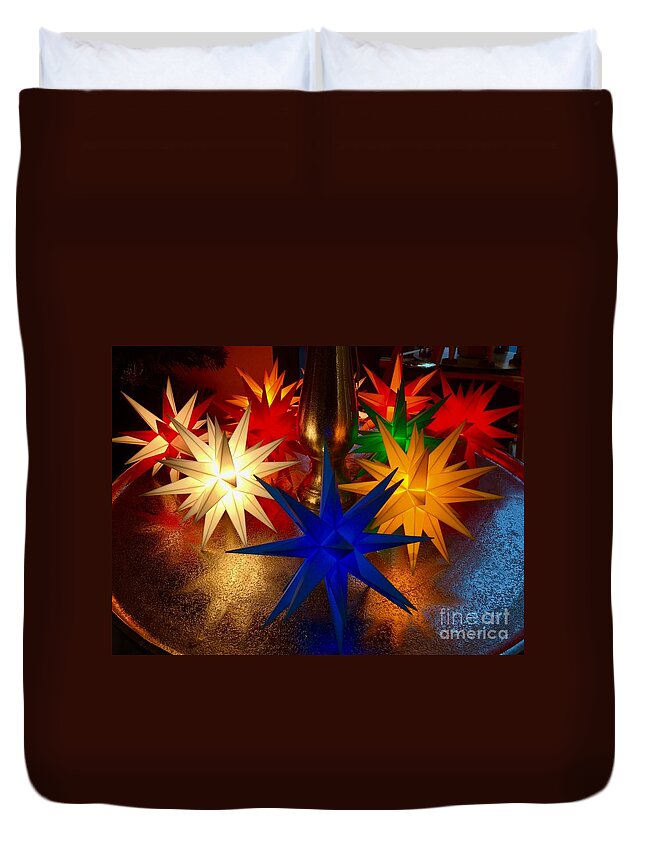 Stars Duvet Cover featuring the photograph Moravian Stars by Thomas Schroeder