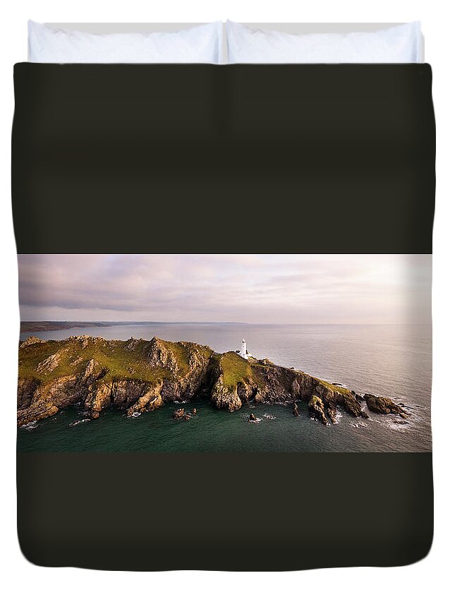 Ocean Duvet Cover featuring the photograph Start Point Lighthouse Sunrise Devon Coast by Sonny Ryse