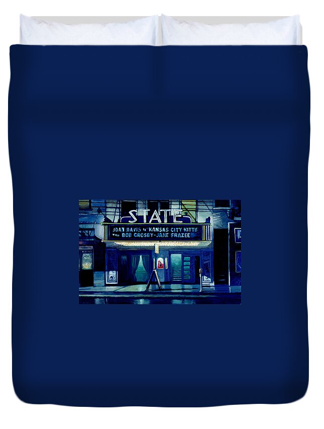Old Theaters Duvet Cover featuring the painting State Theater by Blue Sky
