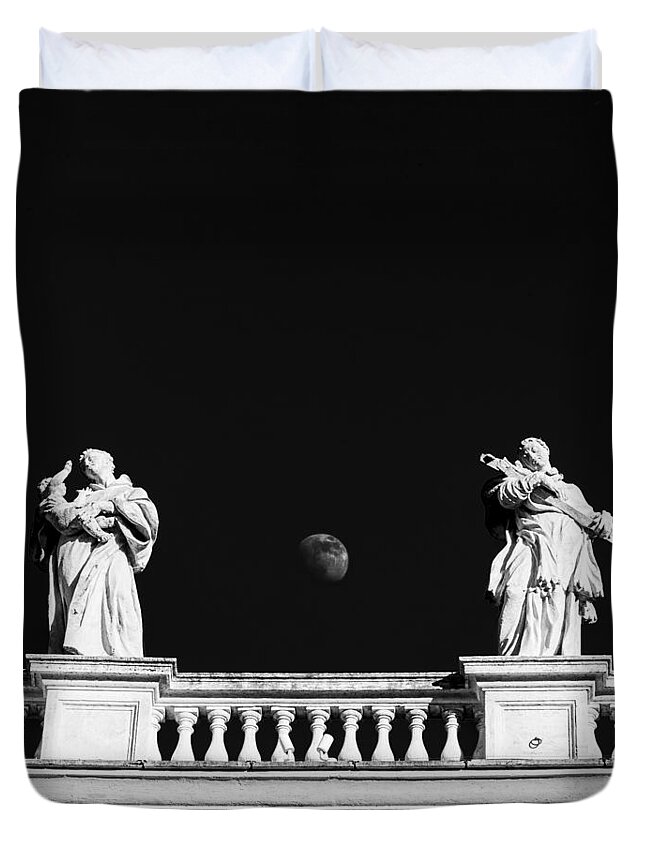 Rome Duvet Cover featuring the photograph Statues at St. Peter's Square in Rome, Italy by Fabiano Di Paolo