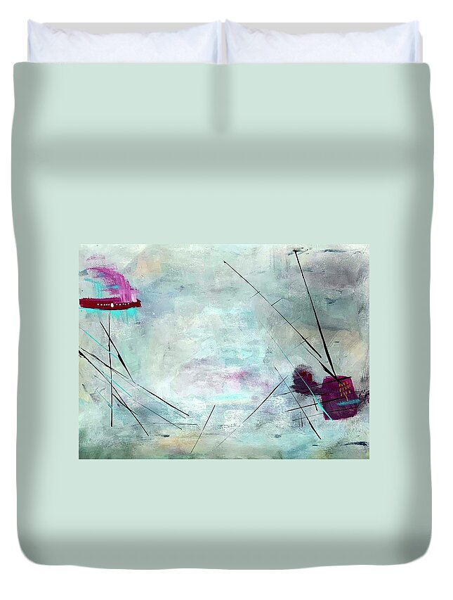 Acrylic Duvet Cover featuring the painting Stay in Touch by Diane Maley