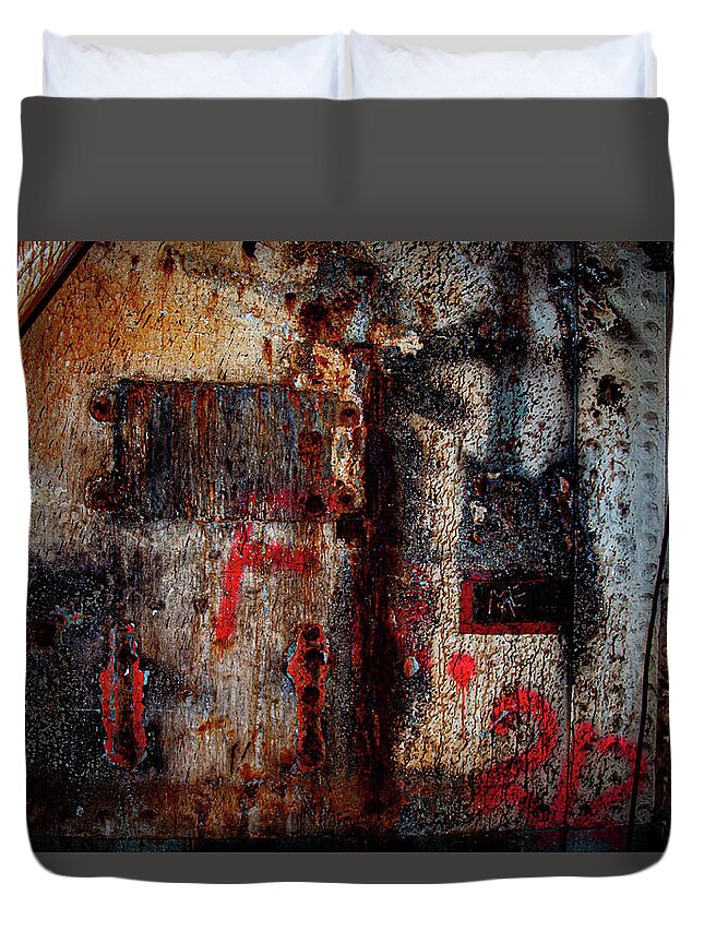 Rust Duvet Cover featuring the photograph Steam And Steel by Cheryl Prather