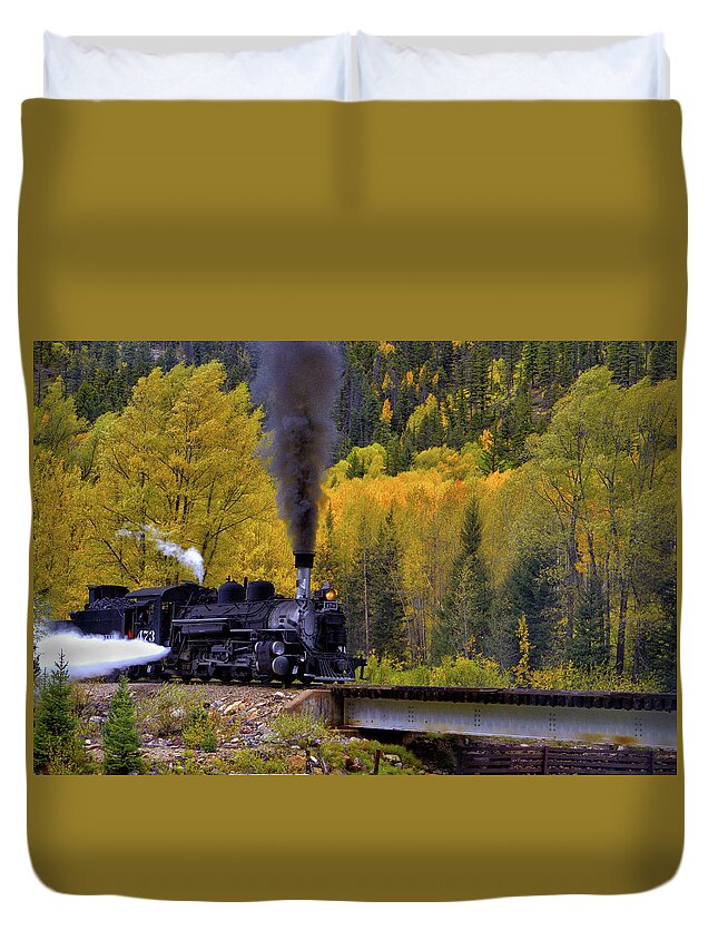 Steam Engine Duvet Cover featuring the photograph Steam Engine by Bob Falcone