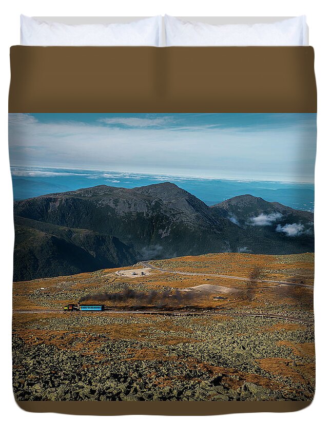 Steam Engine Duvet Cover featuring the photograph Steam Engine on Mt. Washington by Regina Muscarella