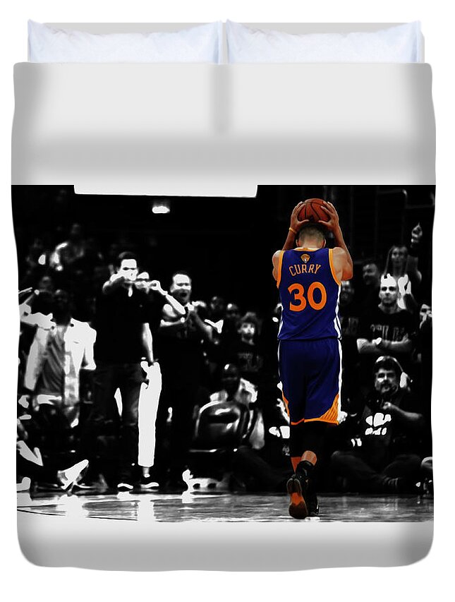 Stephen Curry Duvet Cover featuring the mixed media Stephen Curry 30a by Brian Reaves