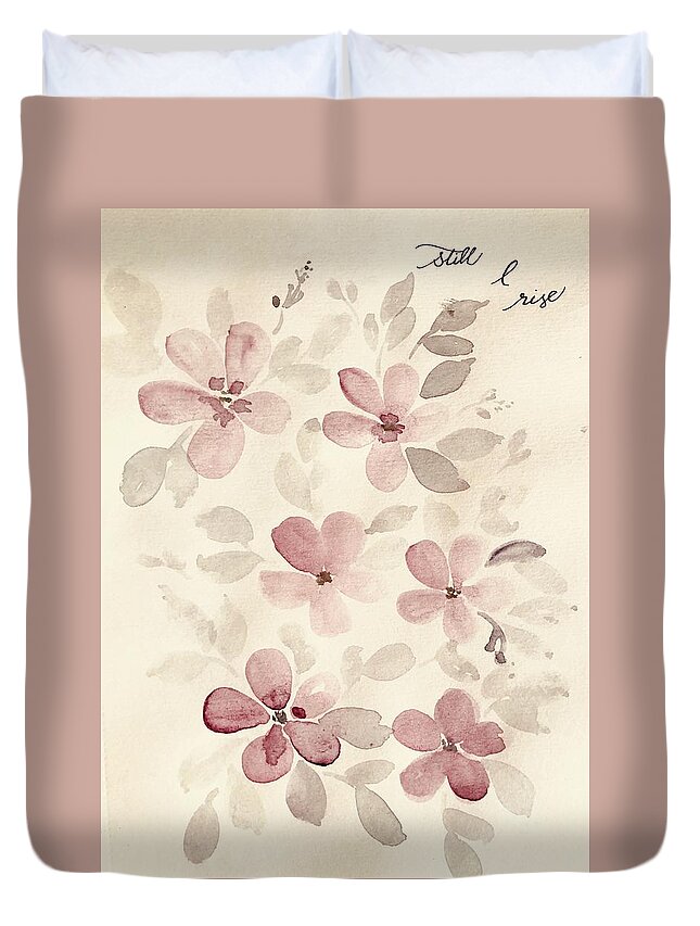 Card Duvet Cover featuring the painting Still I Rise by Trilby Cole