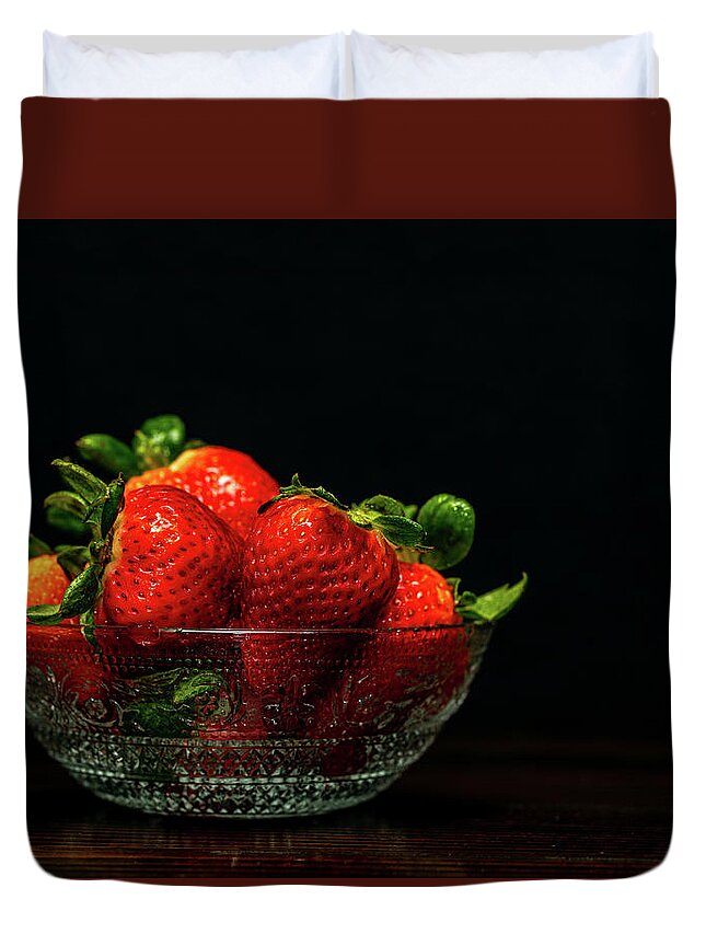 Food Duvet Cover featuring the photograph Still Life - Strawberries by Amelia Pearn