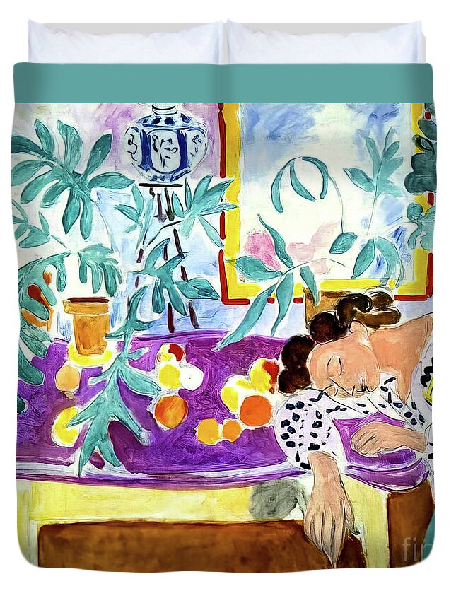 Still Life Duvet Cover featuring the painting Still Life With Sleeper by Henri Matisse 1940 by Henri Matisse