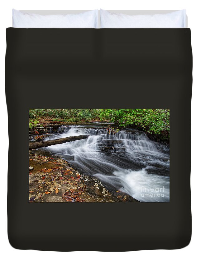 Cascades Duvet Cover featuring the photograph Stinging Fork Falls 32 by Phil Perkins