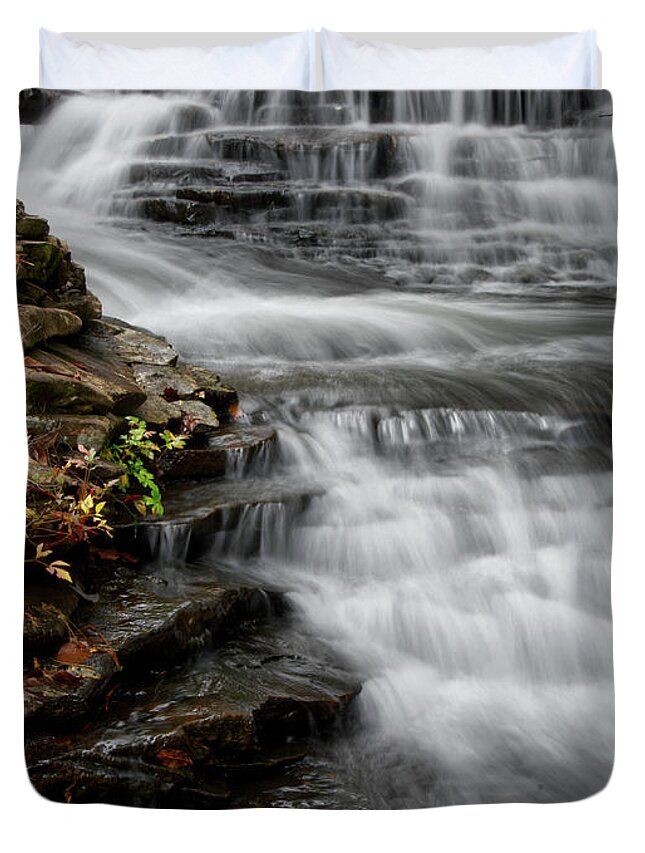 Hike Duvet Cover featuring the photograph Stinging Fork Falls 33 by Phil Perkins