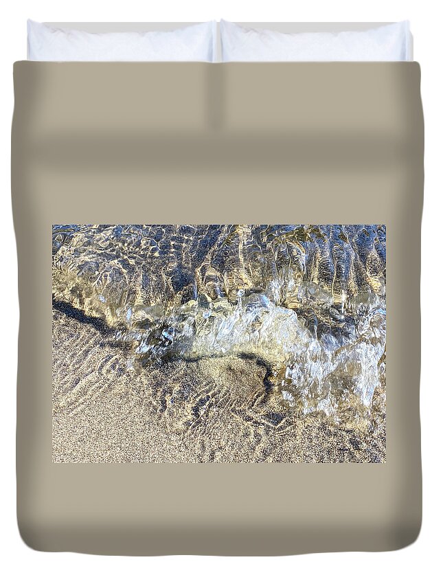 Sand Duvet Cover featuring the photograph Stone on the Beach by Amelia Pearn