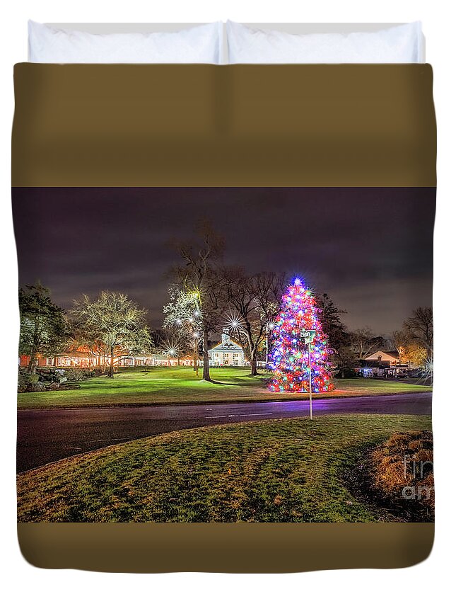 Stony Brook Duvet Cover featuring the photograph Stony Brook Village at Christmas by Sean Mills