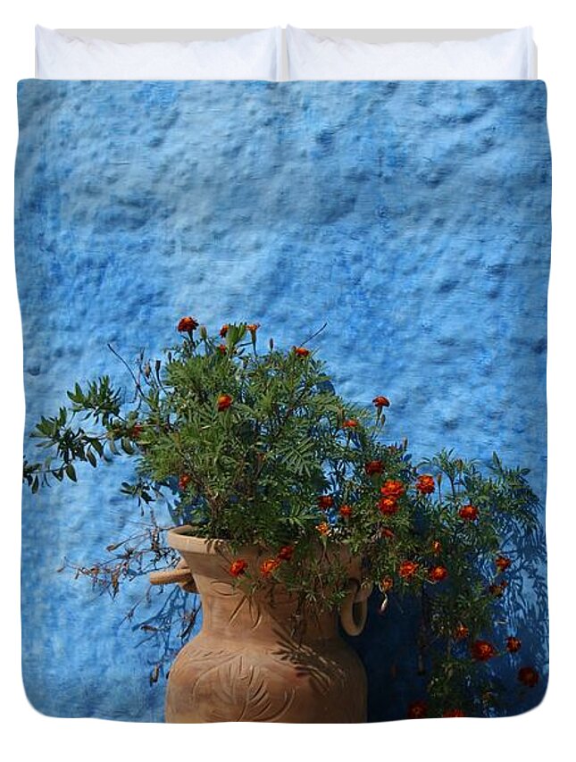 Rabat Duvet Cover featuring the photograph Stop and smell the flowers by Laurie Lago Rispoli