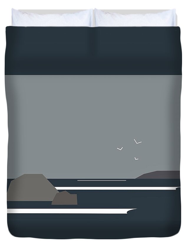Sea Duvet Cover featuring the digital art Storm brewing? by Fatline Graphic Art