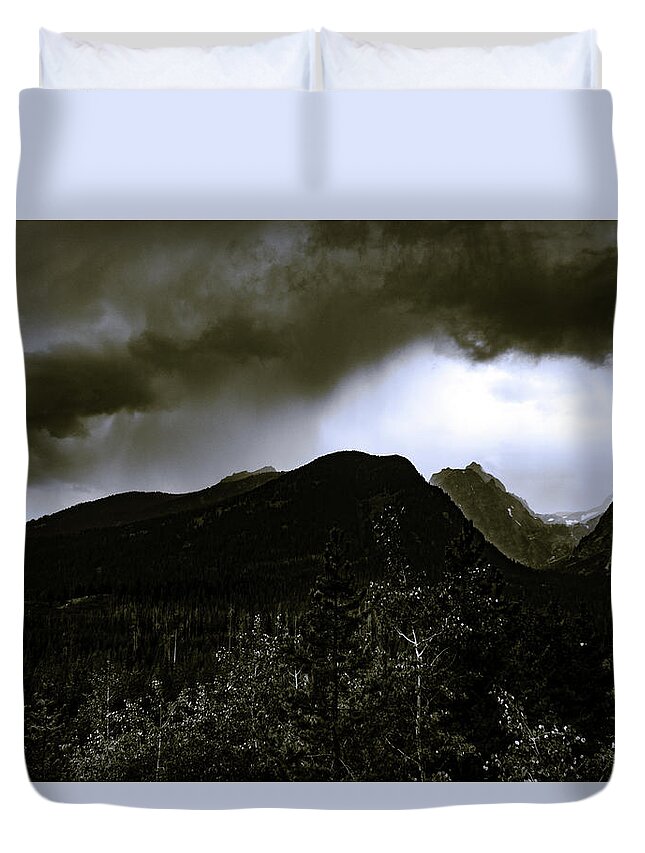 Landscape Duvet Cover featuring the photograph Storm out of the Blue by Nathan Wasylewski