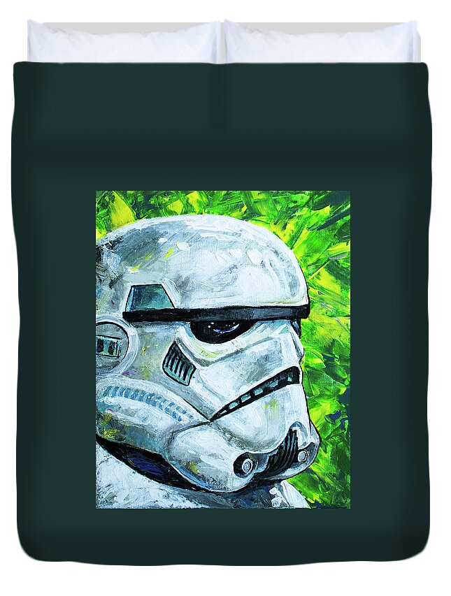 Star Wars Duvet Cover featuring the painting Storm Trooper by Aaron Spong