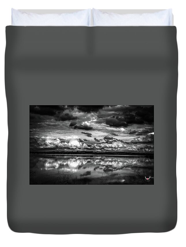 Stormy Duvet Cover featuring the photograph Stormy Clouds in BW by Pam Rendall